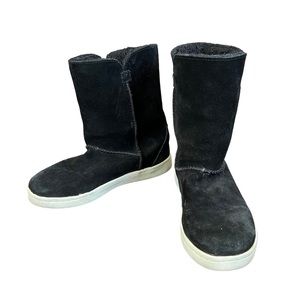 Bearpaw Delaney Cow Suede Wool Blend Lining Footbed Calf Length Boots 6